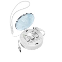 Boîte de rangement pour câble de charge rétractable 6 en 1, kit adaptateur de câble de charge rapide type C, câble de données multifonctionnel portable