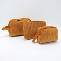 Pochette à rayures verticales en velours matelassé, sac à maquillage en peluche, organiseur de cosmétiques, trousse de toilette de voyage douce avec fermeture éclair