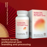 Comprimés de gélatine de peau d'âne en stock auprès des fabricants, enrichis en hémoglobine, fer, pyrophosphate ferreux et dattes rouges, pour améliorer la mémoire et le sommeil, complément nutritionnel