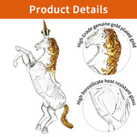Ensemble de carafe à whisky licorne de luxe avec 4 verres dans un coffret cadeau en bois haut de gamme, bouteille à whisky en borosilicate, ensemble de verres de bar