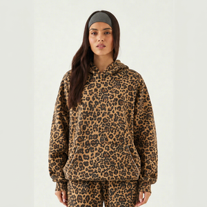 Sudadera con Capucha Original con Estampado de Leopardo para Mujer, con Mangas Premium, Capucha con Cordón Ajustable, Sudadera de Felpa Suave para Mujer - Product Image 1