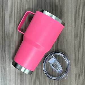 Premium 30oz Stainless Steel Travel Tumbler with Handle and Lid Double Wall Vacuum Insulated Reusable Coffee Cup Custom Logo for - Product Image 3