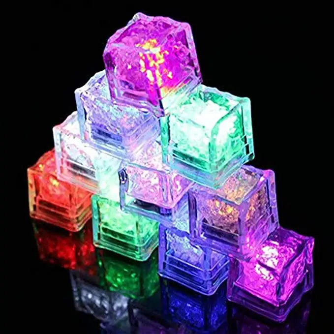 Waterproof Multi Color Led Ice Cube Liquid Sensor Flashing Blinking Glowing Light Up Ice Cubes For Drinks Party Wedding Bars