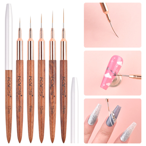 Pinceau à ongles fin pour nail art, 6-18 mm, poils en fibres ultra-fines, manche en bois, pour dessin et rayures, pinceau de manucure - Product Image 6