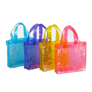 شعار مخصص ملون PVC الفينيل حقيبة حمل بلاستيكية كيس ماء الحلوى حقيبة يد شفافة