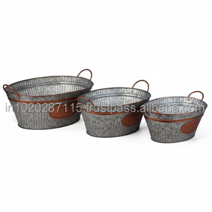 Seau à jardinière en acier galvanisé de qualité supérieure avec silhouette fanée, excellent pour jardin de ferme et décor rustique - Product Image 1