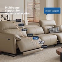 Canapé fonctionnel en cuir pleine fleur de style italien, fauteuil inclinable de première classe, chaise longue réglable moderne