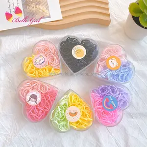 BELLEWORLD 2022 factory scatola a cuore in stile giapponese imballaggio cravatte per capelli in TPU per bambini elastici per capelli color caramella per bambini
