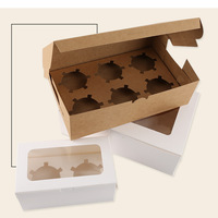 Logotipo personalizado desechable de calidad alimentaria papel Kraft donut galleta embalaje ecológico rectangular cupcakes panadería caja con ventana