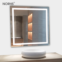 Miroir de courtoisie de salle de bain mural rétroéclairé à capteur tactile de forme rectangle avec lumière led