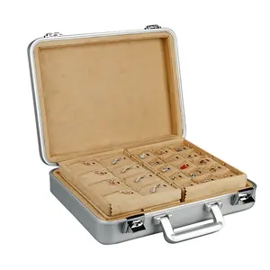 2021 Wholesale Luxury Large Aluminum alloy Jewelry Box Organizer Big Necklace Ring Earring Jewellery Case Storage with Handle