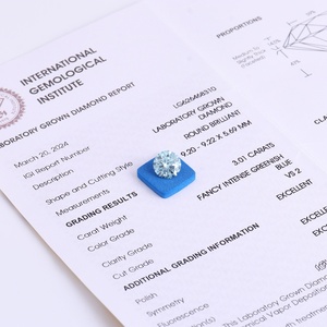 Vente en gros de diamants CVD de qualité supérieure, 3,01 carats, VS2, bleu, taille ronde brillante, diamant de laboratoire de luxe, taille excellente, diamant synthétique brut - Product Image 5