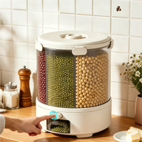 Distributeur de céréales rotatif transparent à 6 compartiments, anti-insectes, écologique, en plastique moulé par injection, pour riz, haricots secs et céréales