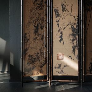 Classic Purple Bamboo Folding <b>Screen</b> Chinese Style Room Divider Tea Room <b>Partition</b> Foldable Versatile - Product Image 4