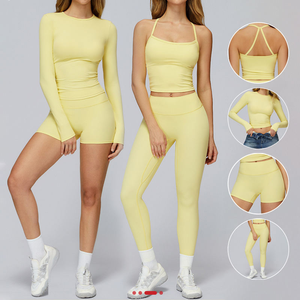 Conjuntos de Ropa Deportiva de Yoga para Hombre de Marca Propia, 2 Piezas, Leggings y Pantalones Cortos de Alta Elasticidad con Cintura Elástica - Product Image 3