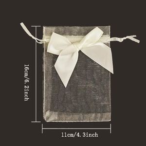 Petits sacs en organza transparent avec nœud 11x16cm, sacs en maille romantiques pour bijoux, emballage de boucles d'oreilles, sachets pour mariage, fête de Noël - Product Image 2