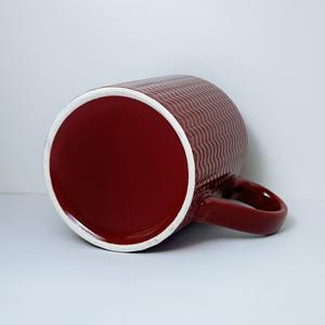 Ceramic <b>Mug</b> Red <b>Knit</b> Pattern Single Cup With Handle Business Gift - Product Image 4