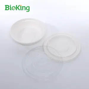 BioKing使い捨てホットスープボウルサトウキビバガスとプラスチックフリーキャンプ用プラスチックふた付き - Product Image 4