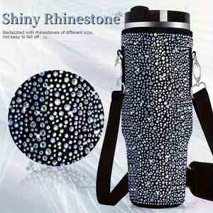 Funda Aislante Impermeable de Neopreno Brillante RYO para Vaso de 40oz con Cierre de Cremallera, Correa de Hombro Ajustable y Estuche - Product Image 4