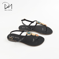 MIA DIVA Nouveauté Sandales pour femmes de luxe ethniques ornées de pierres pour les vacances d'été à la plage