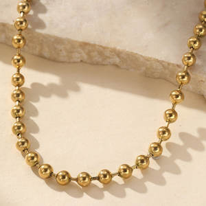 Collier à perles délicat en acier inoxydable 316L plaqué or PVD 14k 18k pour femme, bijoux fins, collier à chaîne à billes pour femme - Product Image 3