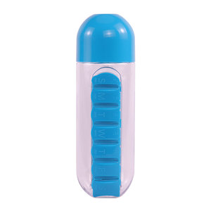 Caja de pastillas para deportes, botella de agua con organizador de pastillas, color púrpura, transparente, 600ml, 20oz, 7 días - Product Image 2