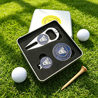 Nouveau design : Coffret cadeau de golf avec marqueur de balle à finition martelée, outil ergonomique de réparation de divots et jeton de golf plaqué.