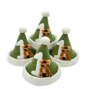 Handmade Eco-Friendly Nonwoven Felt Animal Party Hat <b>Christmas</b> <b>Tree</b> Decor <b>Wall</b> Hanging Traditional Indoor Decoration 100% - Product Image 1