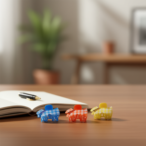 Fermagli per capelli a forma di zampa di West Highland Terrier a scacchi da 7 cm, 2 per colore - Product Image 3