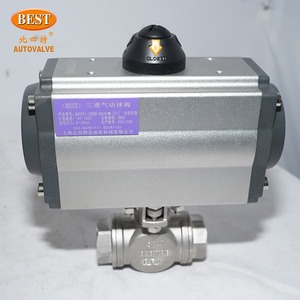 Q8003 DN150 6-Zoll-Doppelflansch-Edelstahl-Kugelhahn mit pneumatischem Stellantrieb Luft regel flansch 3-Wege-Kugelhahn - Product Image 3