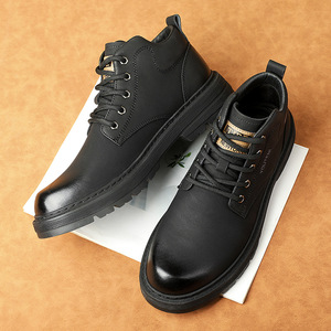 YOUTEN – bottines en cuir véritable pour hommes, bout rond, doublure en peluche, semelle extérieure en caoutchouc antidérapante, bottes de neige chaudes pour l'automne et l'hiver - Product Image 4