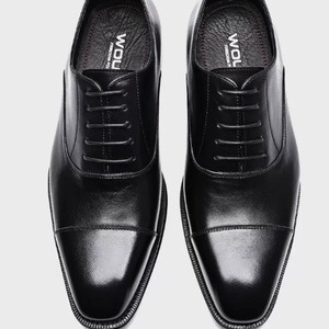 Connecteur trois pièces en cuir véritable petit bout carré affaires formelles chaussures en cuir pur artisanal - Product Image 2
