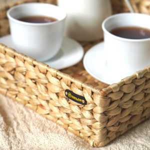 Rustic Handwoven Water Hyacinth <b>Storage</b> <b>Basket</b> <b>Rectangular</b> Woven Tray Artisanal Home Decor Box for Bathroom and Kitchen - Product Image 6