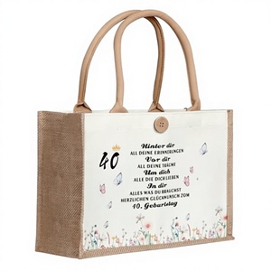 Personalized Custom Cartoon Letter Jute Tote <b>Bags</b> <b>Long</b> Handle Medium Shoulder Strap Custom Color Logo Gift Birthday Party - Product Image 2
