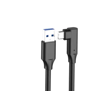 0culus क्वेस्ट 1/2 VR हेडसेट के लिए 2m 90 डिग्री समकोण USB3.0 AM से USB टाइप C पुरुष फास्ट चार्जिंग डेटा ट्रांसफर केबल