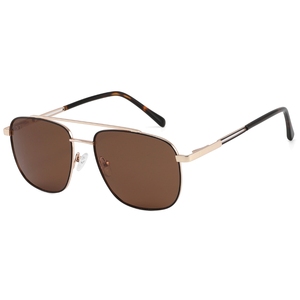 Gafas de Sol Ovaladas Estilo Piloto, Montura Metálica Completa, Lentes Polarizadas Marrones, Protección UV400, Unisex, para Exteriores - Product Image 1