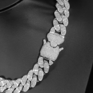 Collar <span class=keywords><strong>de</strong></span> <span class=keywords><strong>Cadena</strong></span> Cubana Chapado en Plata/<span class=keywords><strong>Oro</strong></span> <span class=keywords><strong>Blanco</strong></span> para Mujer, Estilo Hip Hop, <span class=keywords><strong>con</strong></span> Circonitas Brillantes y Cierre <span class=keywords><strong>de</strong></span> Resorte, 18 Pulgadas, Joyería <span class=keywords><strong>de</strong></span> Compromiso - Product Image 3