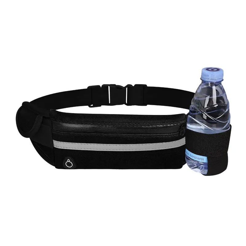 Tas Pinggang olahraga Pria Wanita, tas pinggang kapasitas besar dapat disesuaikan untuk lari dengan tempat botol air