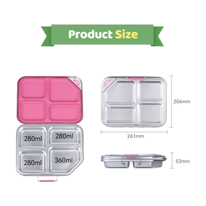 Bulk Children 4 <strong>Compartment</strong> <strong>Lunch</strong> <strong>Box</strong> 1200ml Leak-Proof Stainless Steel 304 Kids Portable Bento <strong>Box</strong> for School Students - Product Image 2