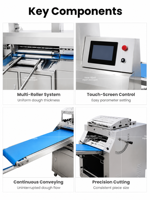 Ligne de production entièrement automatique à grande vitesse pour pains français, gâteaux et baguettes, avec machine à former les baguettes et rouleau de nivellement pour boulangerie