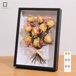 Shadow Box Frame Wood Memory Box 5cm Display Case for Flower Tickets and 3D Items Tabletop/Wall Mountable