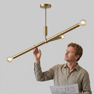 Lustre Sputnik en laiton, luminaire de plafond minimaliste à 3 bras - Product Image 1