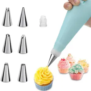 Kit de itens para decoração de bolo, 8 conjuntos de bolos, suprimentos para confeitaria, cupcake, dicas de gelo com bolsa de pastelaria, para assar, decoração, bolo