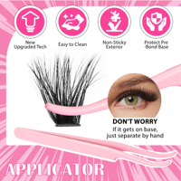 Kit de Cils en Grappes 10-16mm Quatre Longueurs Rose Moelleux Faux Cils Faits Main avec Stylos de Fixation et de Retrait pour Vente en Gros DIY