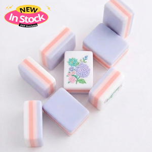 Juego de Fichas de Mahjong Americanas de Lujo de Alta Calidad en <span class=keywords><strong>Coral</strong></span> y Rosa Suave, 160 Fichas Estándar de Cuatro Capas de Acrílico con Diseño Floral Grabado - Product Image 2