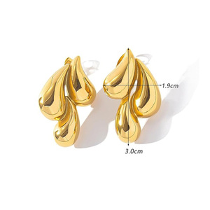 ต่างหูทรงหยดน้ำ Xiyin ทองสแตนเลสสตีล เรียบหรู แฟชั่นสำหรับผู้หญิง - Product Image 5