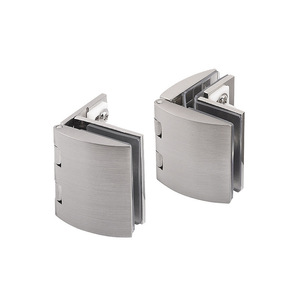 Charnières de porte en verre à résonance en alliage de zinc brossé pour vitrine, charnières de meuble à clips double face - Product Image 1