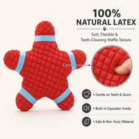 Jouet pour chien en latex qui couine en forme d'étoile de mer, jouet à mâcher rouge en forme d'étoile pour le nettoyage des dents des chiens de petite et moyenne taille