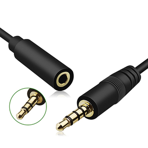 Yigao Industrial <strong>Copper</strong> 3-Pole <strong>4</strong>-Pole Jack Audio Cable 3.5mm Male Female Straight Braid <strong>Wire</strong> Black PVC Jacket Low Voltage 2547 - Product Image 1