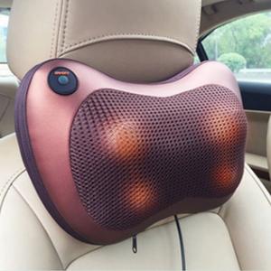 Almohada de masaje inteligente con calefacción para cuello y espalda, alimentada por USB, color marrón y negro, función de temporizador - Product Image 3